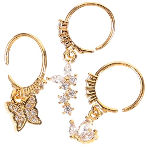 Garneck 3 Stück Teiliges Nasenpiercing aus rostfreiem Metall mit strassbesetzten Schmetterlings Designs Kleine Nasenstecker Hautfreundlicher Schmuck für Damen Langlebig und modisch von Garneck
