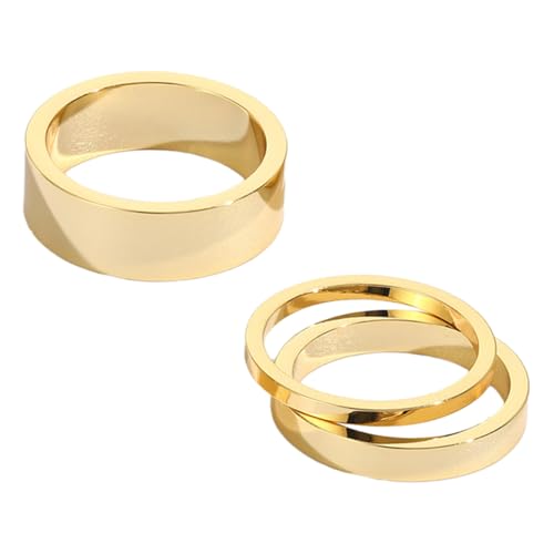Garneck 3 Stück Teiliges Ring Damen Geometrische Minimalistischer Stapelring Modischer Leichter Schmuck für Teen Mädchen Vielseitig Angenehm zu Tragen Geschenkidee von Garneck