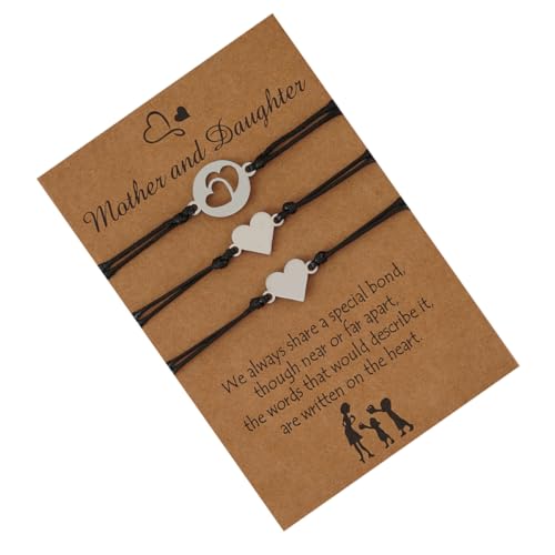 Garneck 3 Stück Teiliges Set Woven Rope Armband mit Anhänger Handgefertigtes Herz Muttertags Armband für Eltern Junge Mädchen Anlässe von Garneck