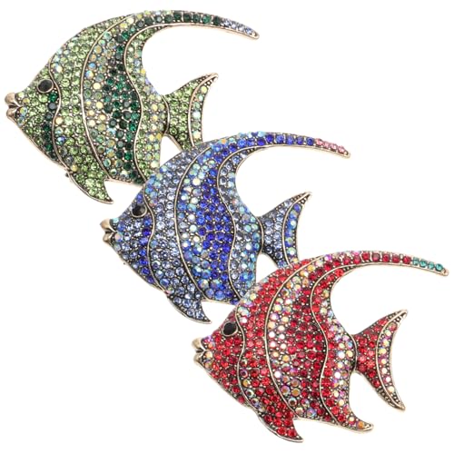 Garneck 3 Stück Edle Tropische Fisch Brosche Für Frauen Und Männer Bunte Legierungs Brosche Mit Strass (rot Blau Grün) Kreative Kleiderbrosche Für Partys Und Veranstaltungen von Garneck