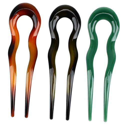 Garneck 3stücke Französische Haarnadeln u Förmig Aus Pc-material Für Frauen Haarschmuck Haarnadeln Für Brötchen Und Dutts von Garneck