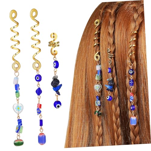 Garneck 3St Opal-Anhänger Haarnadeln haarschmuck Haarverzierung Haarcharme Haare verhauen Perlen Reifen Zubehör Ringe geflochtener Schmuck Dreadlock-Accessoires für Frauen Legierung Blue von Garneck