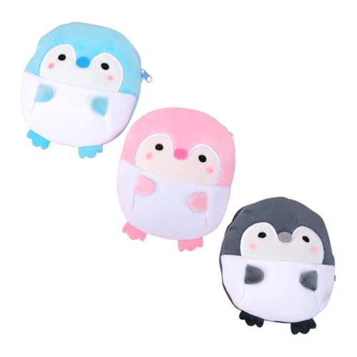 Garneck 3Stücke Pinguin Design Plüsch Münzgeldbörse Teiliges für Aufbewahrung von Geld Lippenstift Cartoon Wechselbeutel Farben als von Garneck