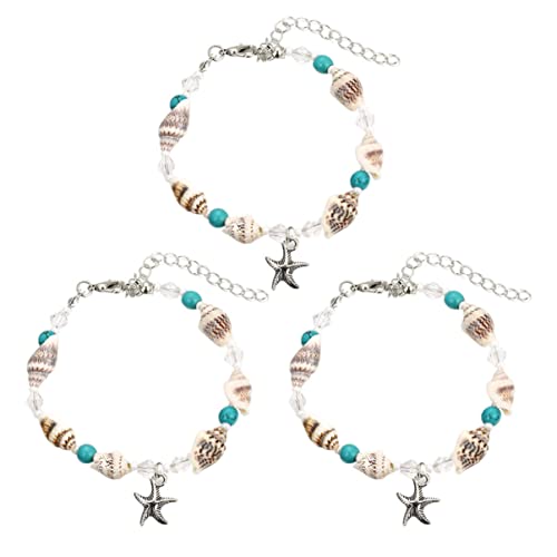 Garneck 3stücke Muschelarmband Für Damen Hawaii-design Handschmuck Fußkettchen Aus Hochwertigem Material Für Geburtstag Jubiläumsfeier Modeschmuck von Garneck