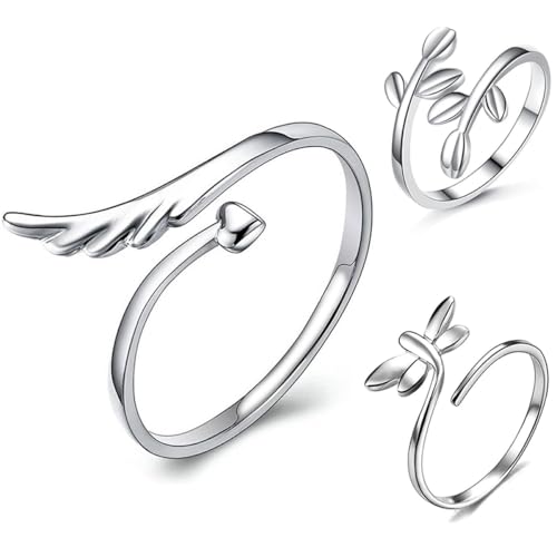 Garneck 3stücke Verstellbarer Offener Ring Mit Olivenzweig-motiv Elegante Damenringe Für Jeden Anlass Geeignet Für Individuelle Styles Für Schicke Kostüme Komfortabel Und Hautfreundlich von Garneck