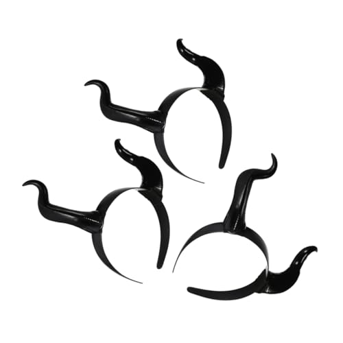 Garneck 3stücke Hörner Halloween Stirnband Gebogenes Dämonenhorn-stirnband Für Cosplay Festtags-kopfbedeckung Festival-stirnband Halloween-teufelskostüm-accessoire Haarreifen von Garneck