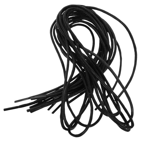 Garneck 4 Paar Gewachste Runde Baumwoll schnürsenkel für Herren und Damen Ersatz Schnürbänder für Businessschuhe und Stiefel Langlebige Schwarze Schuhbänder von Garneck