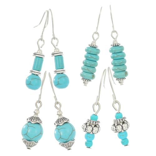 Garneck 4paare Türkisfarbene Baumelnde Damenohrringe Im Bohemian-stil Ohrringe Für Teenager-mädchen Mit Hängeverzierungen Robuste Ohrringe Für Hochzeit Und Geburtstag von Garneck