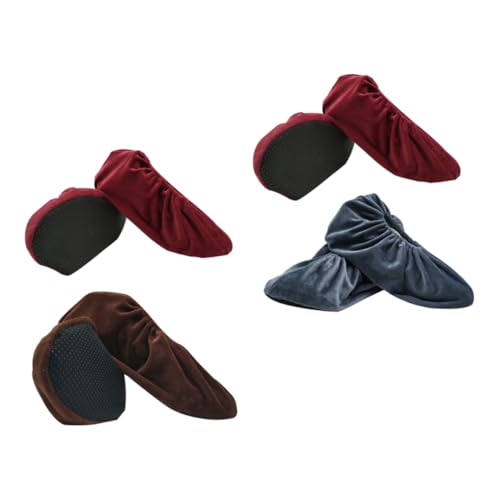 Garneck 4 Paare Schuhüberzieher Dickem Rutschfestem Material mit Rutsch Sohle Leichte Atmungsaktive Überziehschuhe für Jungen und Mädchen Praktische und Geräuscharme Zufällige Farbe von Garneck