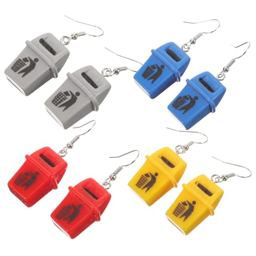 Garneck 4 Paare Trash Bin Ohrringe Damen Lustige Ohrhänger Bunte Mülltonnen Schmuck Gelb Rot Blau Modeschmuck für Alltag und Party von Garneck