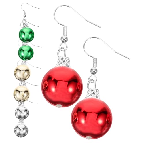 Garneck 4 Paare Weihnachtsglocken Ohrringe Weihnachtskugel Ohranhänger Leicht und Langlebig Festlicher Party Schmuck für Damen Weihnachten Accessoires von Garneck