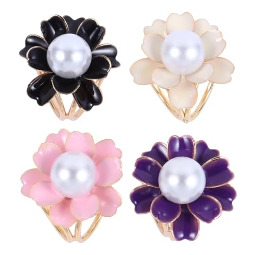 Garneck Vintage Blumenmuster Schal Schnalle 4 Stück Zinklegierung Retro Design Robust und Rostbeständig für Damen Kleidung und Accessoires von Garneck