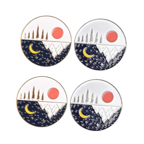 Garneck 4 STÜCKE Teiliges Mond Broschen Kreatives Design Langlebige Legierung Anstecknadeln für Damen und Mädchen Kleidungsschmuck Accessoires von Garneck