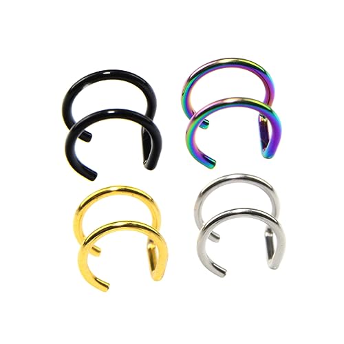 Garneck 4 STÜCKE Teiliges Nasenringe und Ohrclips Hypoallergen Farblich Gemischt Schwarz Gold Bunt Komfortabel Modisch Geeignet für Damen Tägliches Schmucktragen von Garneck