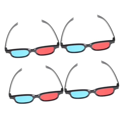 Garneck 4 Stück Brille aus Kunststoff Rot blaue Anaglyphen gläser Kompatibel für Tv Beamer und Computer Leichte für Filme und Spiele von Garneck