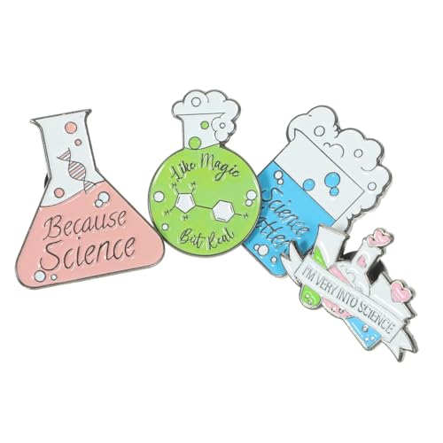 Garneck 4 Stück Chemie Broschen Kreative Emaille Anstecknadeln für Kleidung Rucksack Jacken Modische Laborkittel Dekoration Geschenk für Lehrer Studenten von Garneck