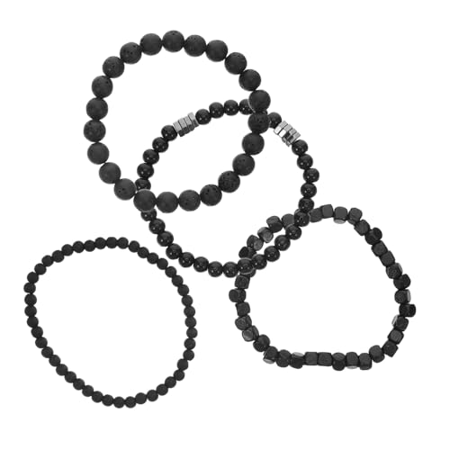 Garneck 4 Stück Herrenarmbänder aus Schwarzem Mattstein und Kupfer mit Zirkonia Elastisch Stilvolle Perlenarmbänder für Alltag und Besondere Anlässe Modisches Schmuckset für Männer von Garneck