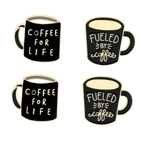 Garneck 4 Stück Kreative Englische Buchstaben Broschen Kaffeetassen Anstecknadeln für Kleidung Taschen Accessoires Passende Dekoration für Party Alltag und von Garneck