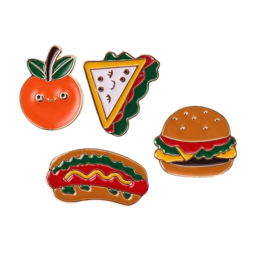 Garneck 4stücke Anstecknadel Mit Lebensmitteletiketten-picker Cartoon-hamburger-anhänger Aus Legierung Für Kleidung Taschen Und Hüte von Garneck