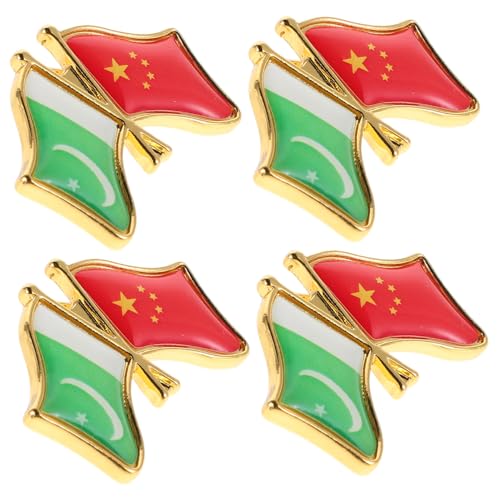 Garneck 4 Stück Pakistan China Freundschafts Brosche Metall Nationale Flaggen Anstecknadeln Patriotische Accessoires für Kleidung Hüte und Rucksäcke von Garneck
