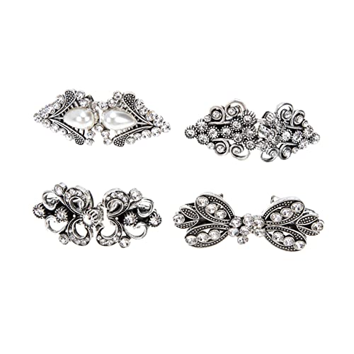 Garneck 4 Stück Retro Strickjackenbrosche mit Strass Vintage Cardigan Clip für Damen Eleganter Schal und Pulloverclip Dekorativer Mantelverschluss Robust und Stilvoll von Garneck