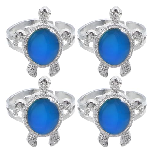 Garneck 4stücke Schildkrötenringe Farbwechsel Stimmungsring Emotionsring Temperaturwechselring Unisex Schmuck Für Frauen Männer Lustiges Design Für Jeden Outfit von Garneck
