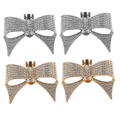 Garneck 4 Stück Schuhclips für Damen Teiliges mit Funkelnden Schleifen und Eleganten Charms für Hochzeiten Partys und Besondere Anlässe Schicke Schuhdekorationen Gold und Silber von Garneck