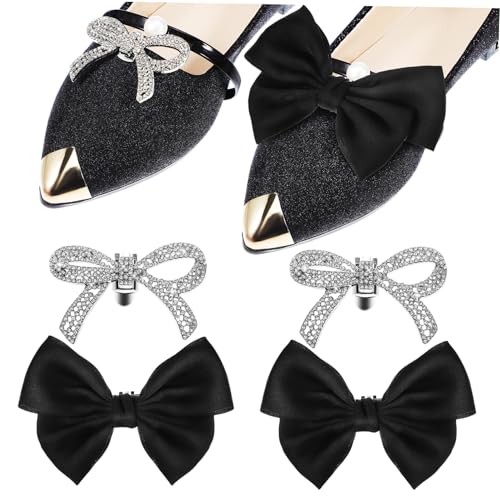 Garneck 4stücke Schuhclip Mit Schleife Schuhschleifenclips Strass-schuhclips Schleifen-schuhclips Charms Fersenclips Zum Aufstecken Zubehör Für Absätze Schuhgriffe Für Absätze Schuhclips f von Garneck