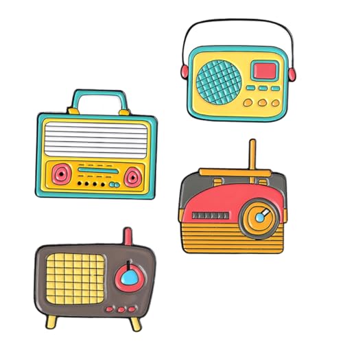 Garneck 4 Stück Teiliges Broschen mit Radio Design Anstecknadeln für Kleidung Vielseitiges Accessoire für Jacken Taschen Schals Zufälliger Stil von Garneck