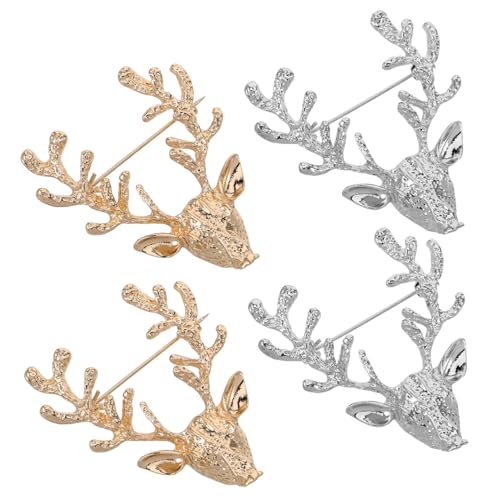 Garneck 4 Stück Teiliges Elch broschen Dekorative Anstecknadeln aus Metall Silber Goldfarbene Schmuck pins Elegante Schal Kleidungspins für Damengeburtstag Weihnachten und Besondere von Garneck