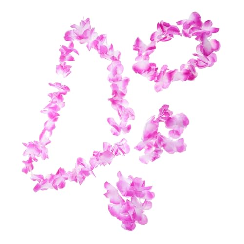 Garneck 4 Stück Teiliges Hawaiianisches Blumenkette Set Vielseitig als Halskette Stirnband und Armband Tragbar Langlebig Handgefertigt für Strandpartys Hochzeiten und Tropische Feiern von Garneck