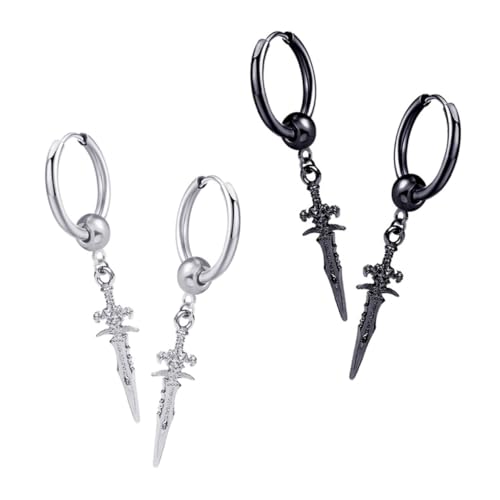 Garneck 4 Stück Teiliges Hip Hop Ohrringe für Stylische Ohrringe mit Ohrclips Silber und Schwarz Modisches Accessoire für Männer und Frauen Ergänzung für Look von Garneck