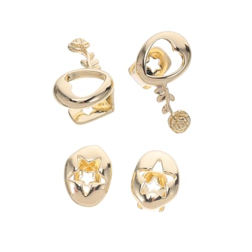 Garneck 4 Stück Teiliges Hip Hop Teeth Caps aus Langlebigem Kupfer mit Goldfarbenen Hohlgearbeiteten Rosen und Hohlgearbeiteten Sternen Modische Mundgrills für Halloween Kostüm und Punk von Garneck