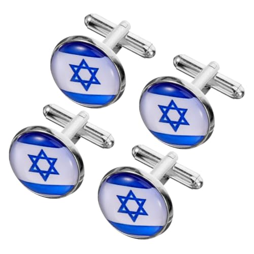 Garneck 4 Stück Teiliges Israel Flagge Herrenmode Hemdknöpfe Kleidungszubehör für Anzug Hemden Festliche Anlässe von Garneck