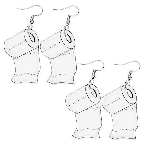 Garneck 4 Stück Teiliges Kreative Acrylohrringe Damen Toilettenpapier Design Ohranhänger Leicht Modisch Langlebig Angenehm zu Tragen Geschenkidee für Frauen von Garneck