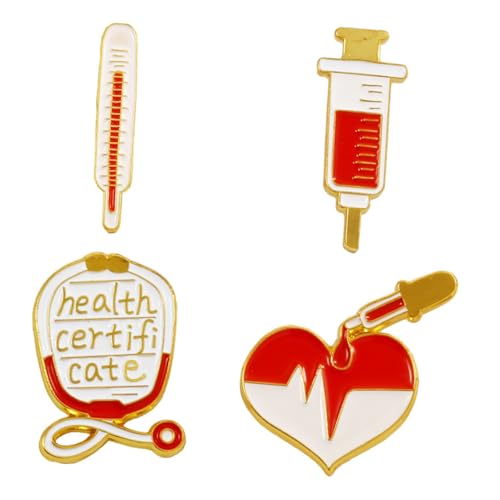 Garneck 4 Stück Teiliges Medizinische Cartoon broschen Thermometer Langlebige Anstecknadeln Niedliche Kleidung Dekoration und Kreative Taschen Pins von Garneck