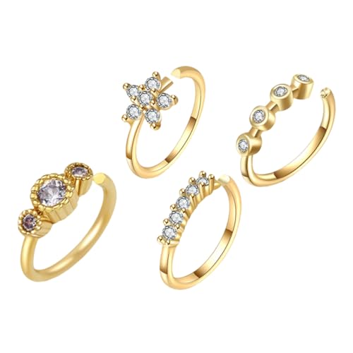 Garneck 4 Stück Teiliges Nasenring Gold mit Zirkonia Rostfrei und Hautfreundlich Modische Fake Nose Rings für Damen Langlebiger Nasenschmuck für Alltag und Party von Garneck