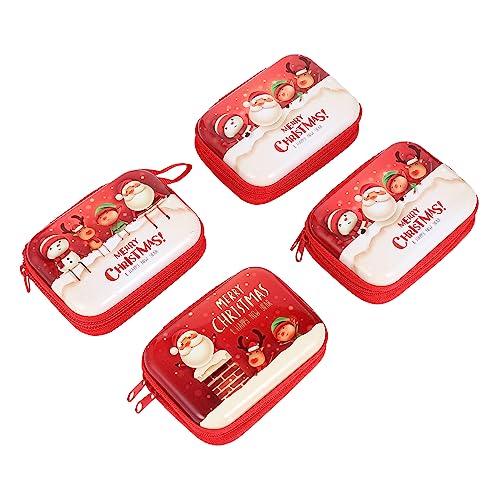 Garneck 4 Stück Teiliges Rechteckige Ohrhörertasche und Münzgeldbeutel mit Weihnachtsdesign Wiederverwendbar Robust Farbenfroh für Kleingeld Ohrhörer und Kleine Geschenke von Garneck