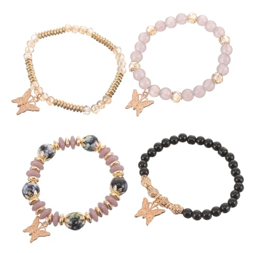 Garneck 4 Stück Teiliges Set Damen Armbänder mit Schmetterlings Charms Perlenarmbänder für Besondere Anlässe Geschenkidee für Weihnachten und Geburtstage von Garneck