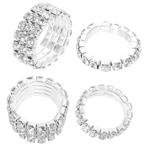 Garneck 4 Stück Teiliges Set Damen Ringe mit Glitzerstein Funkenring für Hochzeiten Partys Besondere Anlässe Leicht Elegant zu Tragen von Garneck