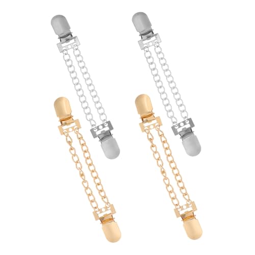 Garneck 4 Stück Teiliges Vintage Cardigan Verschlussclips Metallische Retro Pullover Clips mit Kette Verstellbare Damen Schal Strickjacken Clips für Sicheren Halt und Taillierung von Garneck