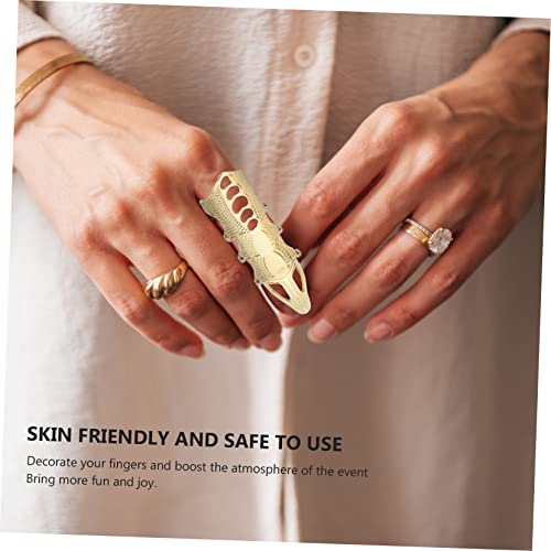 Garneck 4 Stück Teiliges Vintage Punk Damen Fingerring Vollflächige Gelenkring Metall Verstellbar Gold und Silberfarben Modischer Halloween Cosplay Schmuck für Frauen und Mädchen von Garneck