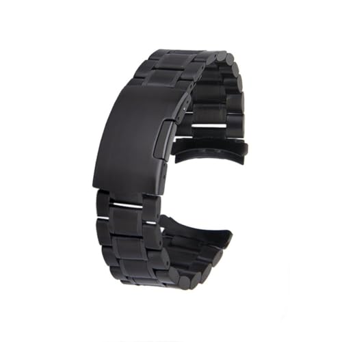 Garneck 4stücke Uhrarmband Aus Edelstahl Mit Gebogenen Enden Und Massiven Gliedern Armband Für Herren Schwarz Mit Faltschließe Und Federstegen von Garneck