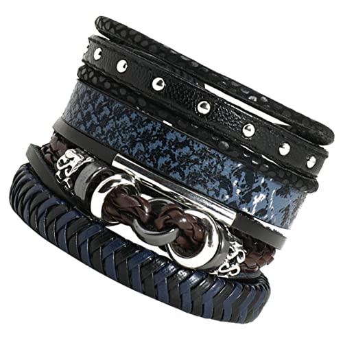 Garneck 4 Stück Verstellbare Set PU Lederarmbänder für Herren und Damen Geflochtene Armbänder im Modischen Design für Freizeit und Besondere Anlässe von Garneck
