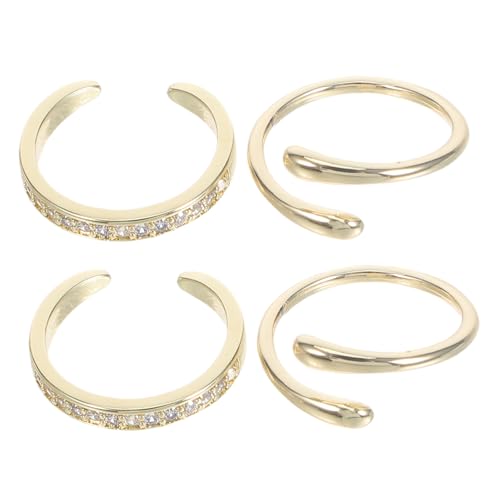 Garneck 4 Stück Verstellbare Zehenringe für Damen mit Offener Manschette Leichte Ästhetische Fußschmuckstücke mit Strasssteinen für Sommer Strandurlaub und Barfuß Stil von Garneck