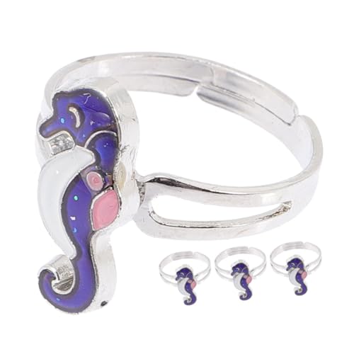 Garneck 4 Stück Farbwechsel Pferdchen Ring Für Mädchen Einstellbare Cartoon Ebene Ringe Aus Langlebiger Zinklegierung Süßer Fingerring Für Kinder Und Frauen Für Partys Und von Garneck