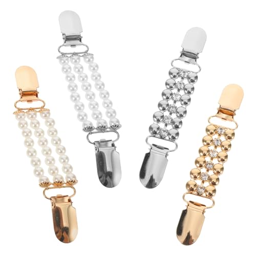 Garneck 4 Stück Vintage Strickjacken schalclips mit Perlen und Strass Retro Cardigan kragen broschen für Damen und Mädchen Vielseitig Einsetzbar für Pullover und Blusen von Garneck