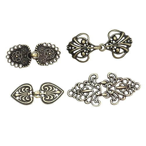 Garneck 4Paare Cape Clips für Cheongsam und Cardigans Mantelschnallen Stilvolles DIY Zubehör für Kostüme und Festivals Vintage Design Antikem von Garneck
