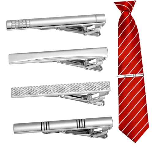 Garneck 4stücke Krawatten Clip Aus Kupfer Für Herren Krawattenverschluss Mit Halter Formeller Anzugclip Klemmclip Für Krawatte Einfache Befestigung von Garneck