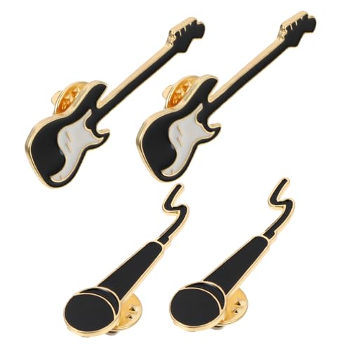 Garneck 4Stücke Legierungsbroschen Mikrofon Gitarren Design für Dekoration Modezubehör Frauen Gitarrenliebhaber von Garneck